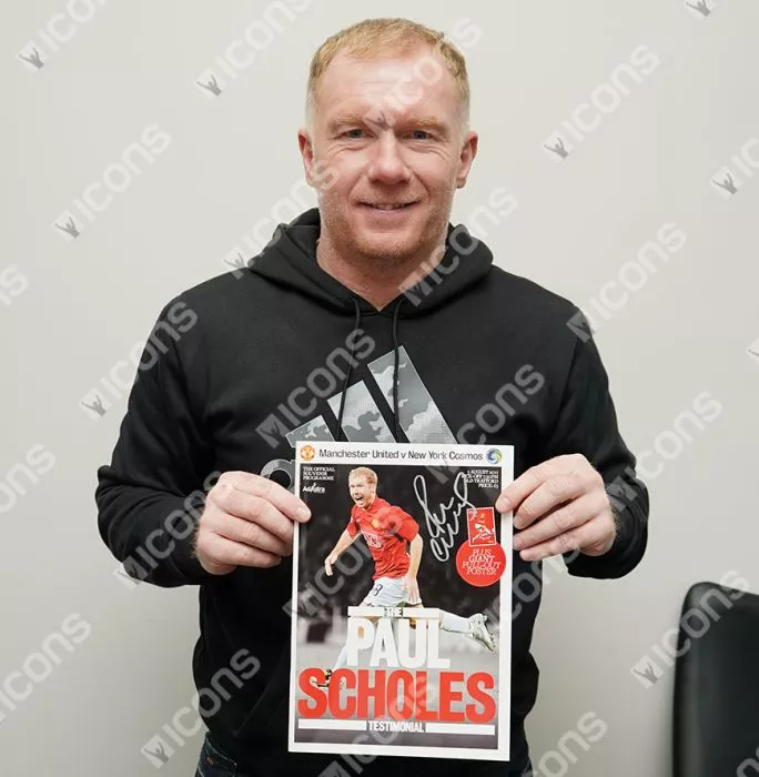 Paul Scholes Signed And Framed Programme: Testimonial