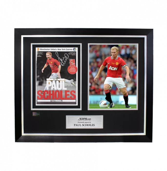Paul Scholes Signed and Framed Programme: Testimonial