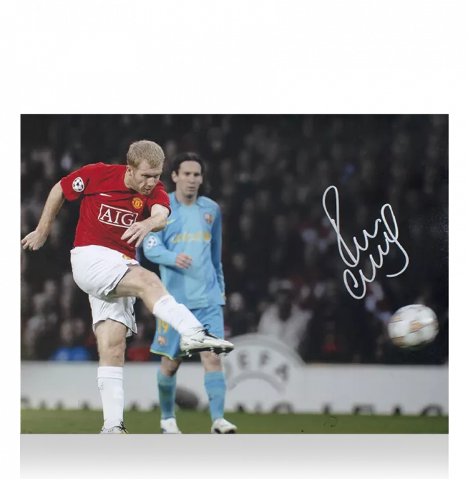 Paul Scholes Signed Manchester United Photo: UEFA Champions League