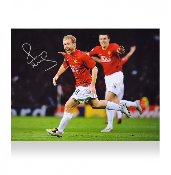 Paul Scholes Signed Manchester United Photo: UEFA Champions League Goal Vs Barcelona