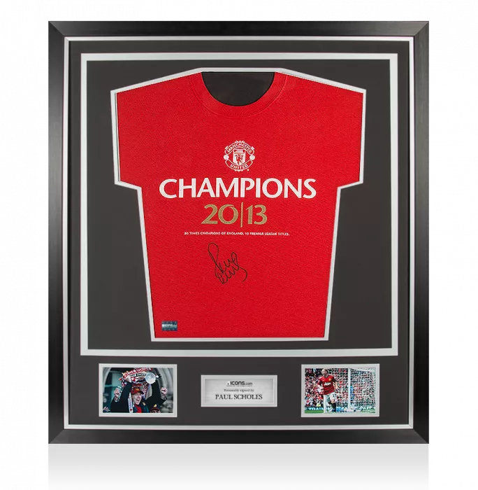 Paul Scholes Signed Manchester United Shirt In Classic Frame: 20 Times Champions