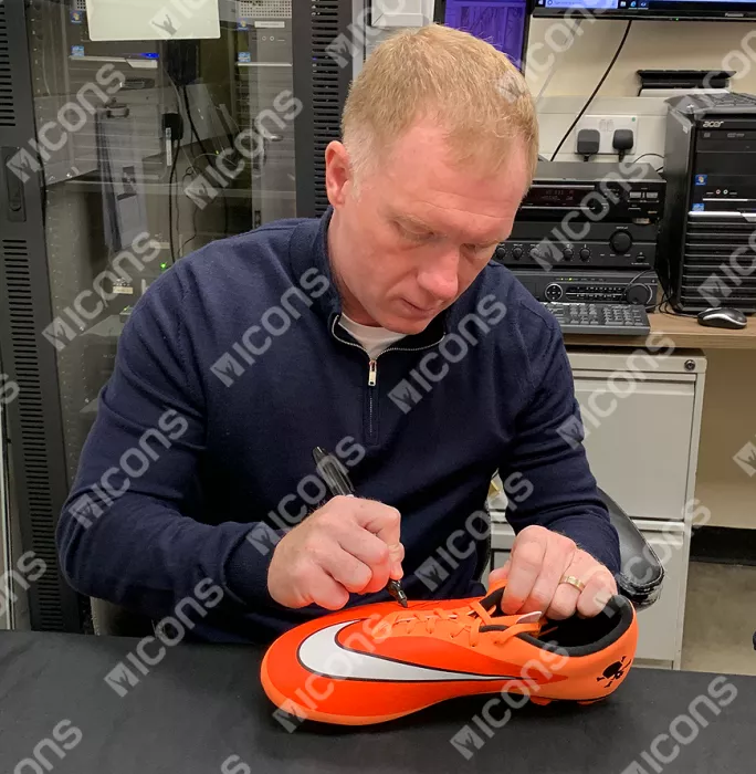 Paul Scholes Signed Orange Nike Hypervenom Boot