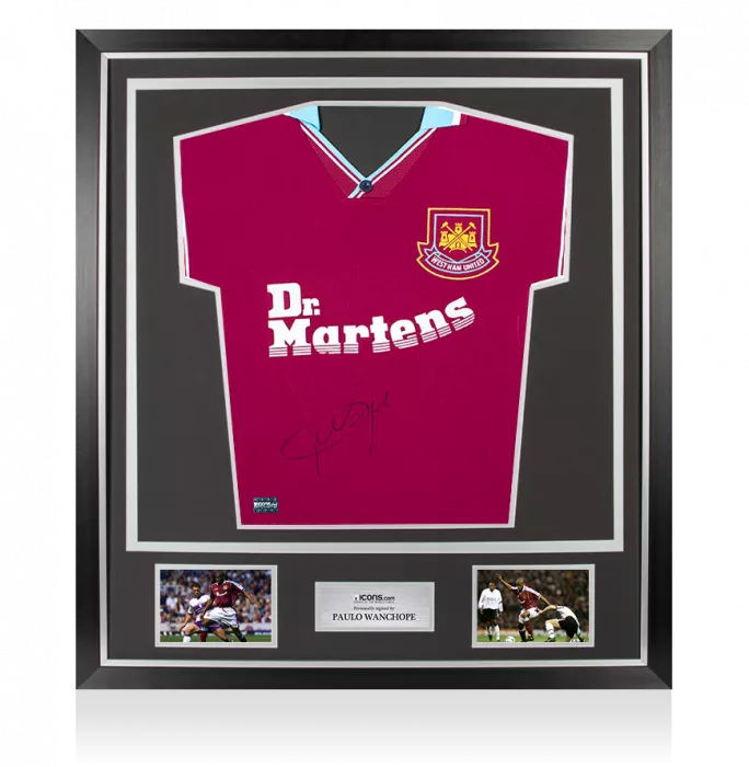 Paulo Wanchope Front Signed West Ham United 2000 Home Shirt In Classic Frame