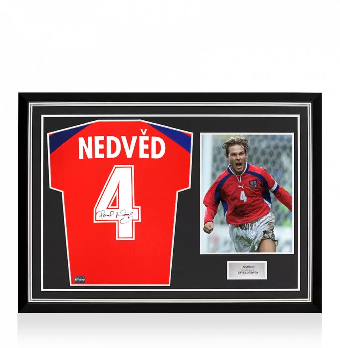 Pavel Nedved Back Signed Czech Republic 2000-02 Home Shirt In Hero Frame: Option 1