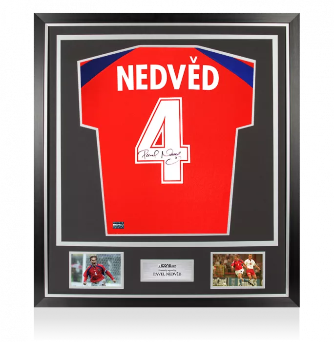 Pavel Nedved Back Signed Czech Republic 2000-02 Home Shirt In Classic Frame