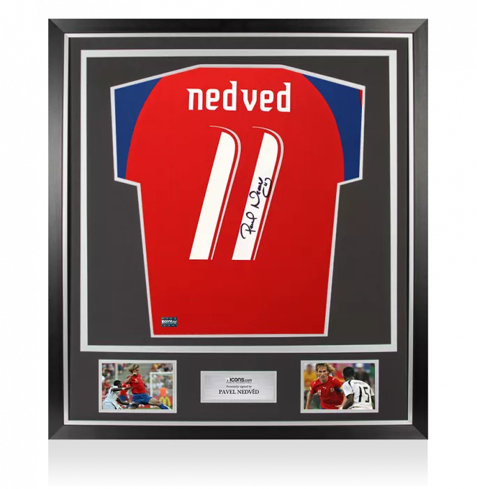 Pavel Nedved Back Signed Czech Republic 2006-08 Shirt In Classic Frame