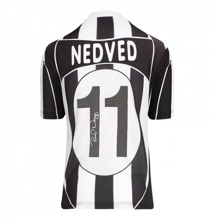 Pavel Nedved Back Signed Juventus 2002-03 Home Shirt With Fan Style Numbers In Deluxe Packaging