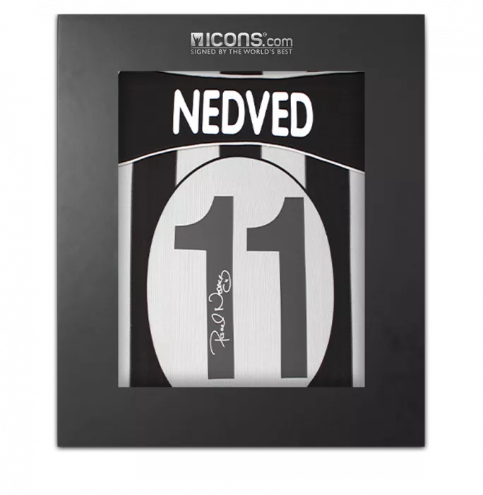 Pavel Nedved Back Signed Juventus 2002-03 Home Shirt with Fan Style Numbers In Deluxe Packaging