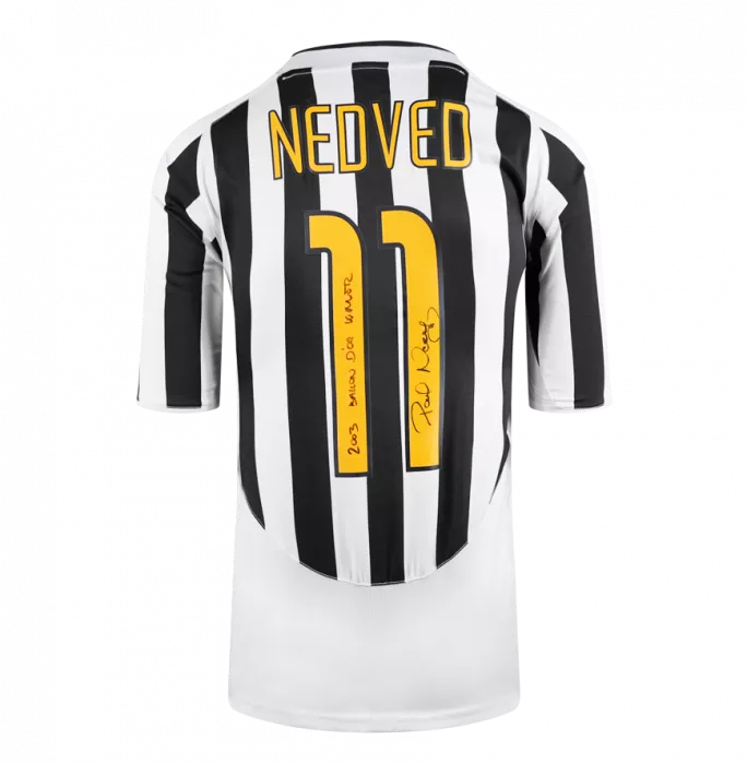Pavel Nedved Back Signed Juventus 2003-04 Home Shirt - "2003 Ballon D'Or Winner" Inscription In Hero Frame: Option 1
