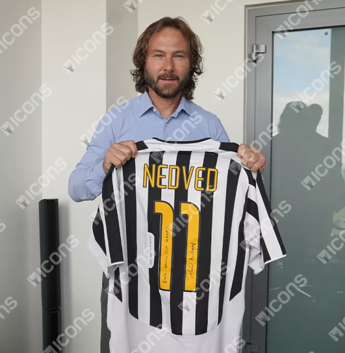 Pavel Nedved Back Signed Juventus 2003-04 Home Shirt - "2003 Ballon D'Or Winner" Inscription In Hero Frame: Option 1