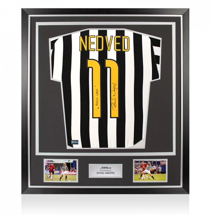Pavel Nedved Back Signed Juventus 2003-04 Home Shirt - Furia Ceca Inscription In Classic Frame