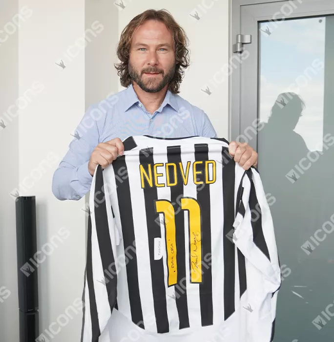 Pavel Nedved Back Signed Juventus 2003-04 Home Shirt - Furia Ceca Inscription In Hero Frame: Option 1