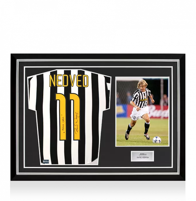 Pavel Nedved Back Signed Juventus 2003-04 Home Shirt - Furia Ceca Inscription In Hero Frame: Option 1