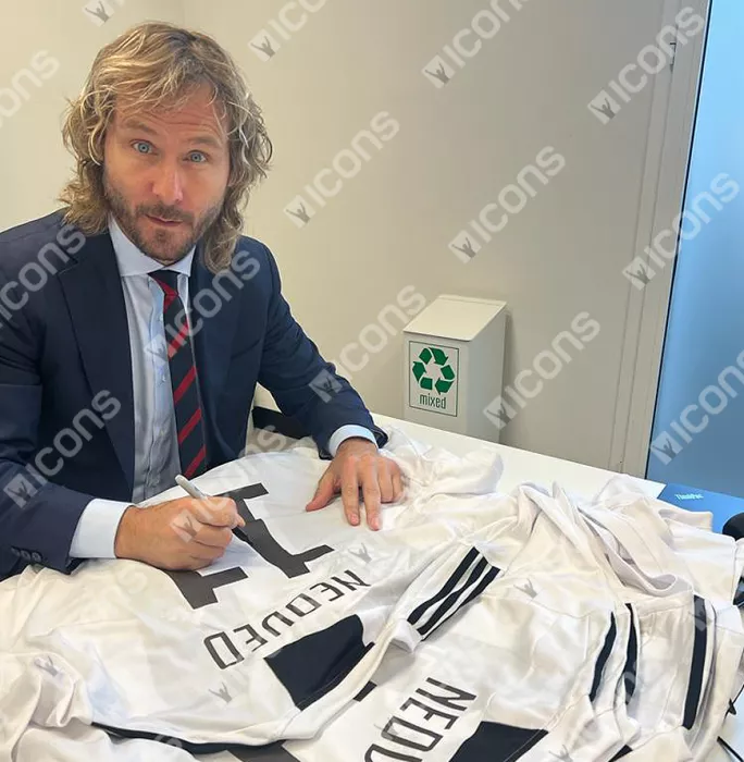 Pavel Nedved Back Signed Juventus 2018-19 Home Shirt With Fan Style Numbers In Hero Frame: Option 1