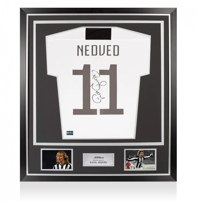 Pavel Nedved Back Signed Juventus 2018-19 Home Shirt With Fan Style Numbers In Classic Frame