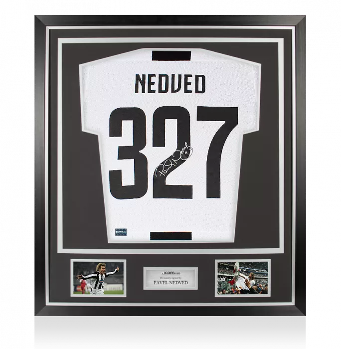 Pavel Nedved Back Signed Juventus 2018-19 Home Shirt In Classic Frame: 327 Appearances Special Edition