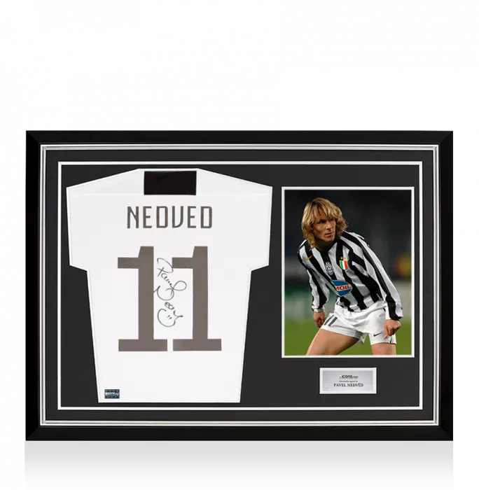 Pavel Nedved Back Signed Juventus 2018-19 Home Shirt With Fan Style Numbers In Hero Frame: Option 1