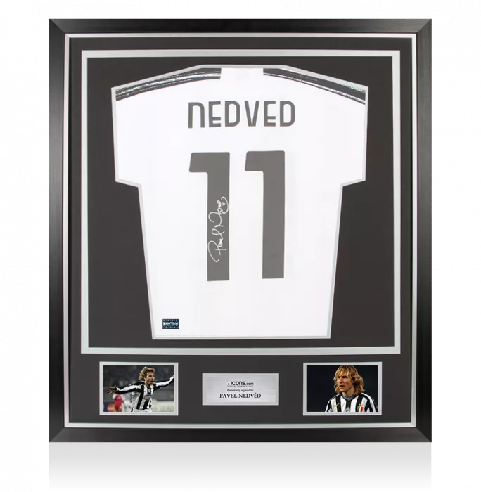Pavel Nedved Back Signed Juventus 2020-21 Home Shirt With Fan Style Numbers In Classic Frame
