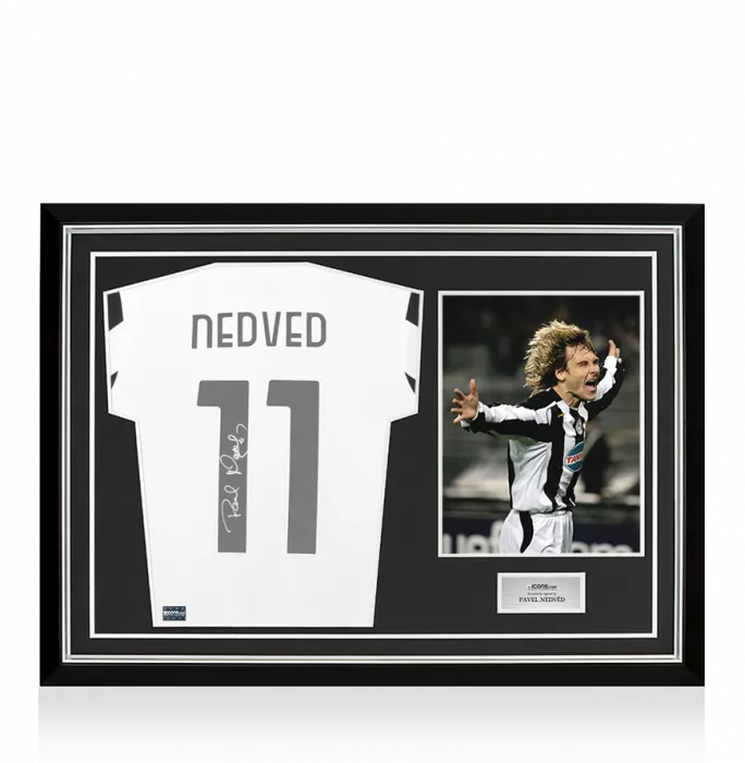 Pavel Nedved Back Signed Juventus 2021-22 Home Shirt With Fan Style Numbers In Hero Frame: Option 1