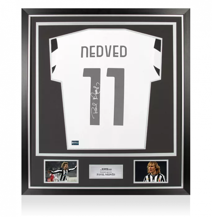 Pavel Nedved Back Signed Juventus 2021-22 Home Shirt With Fan Style Numbers In Classic Frame