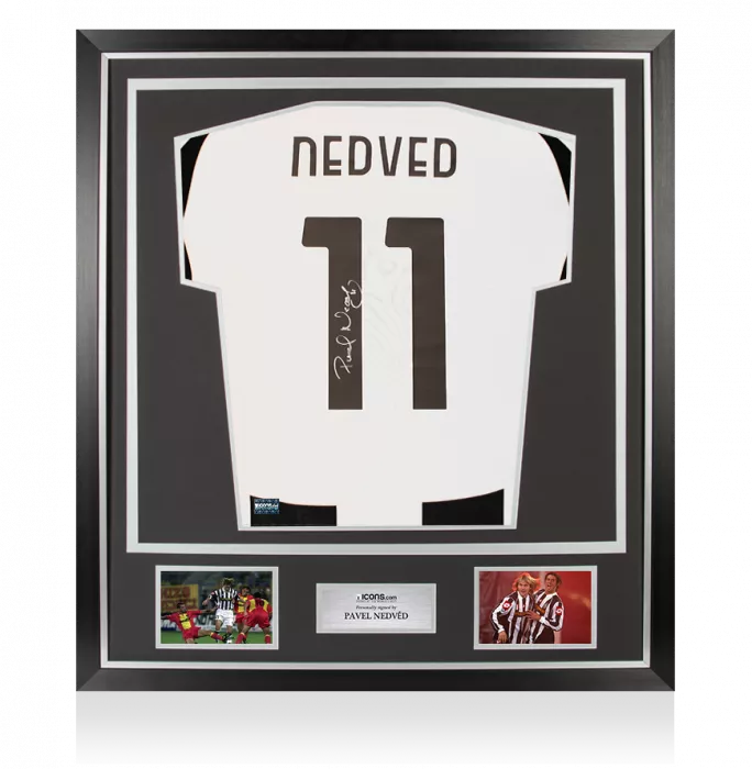 Pavel Nedved Back Signed Juventus 2024-25 Home Shirt with Fan Style Numbers In Classic Frame