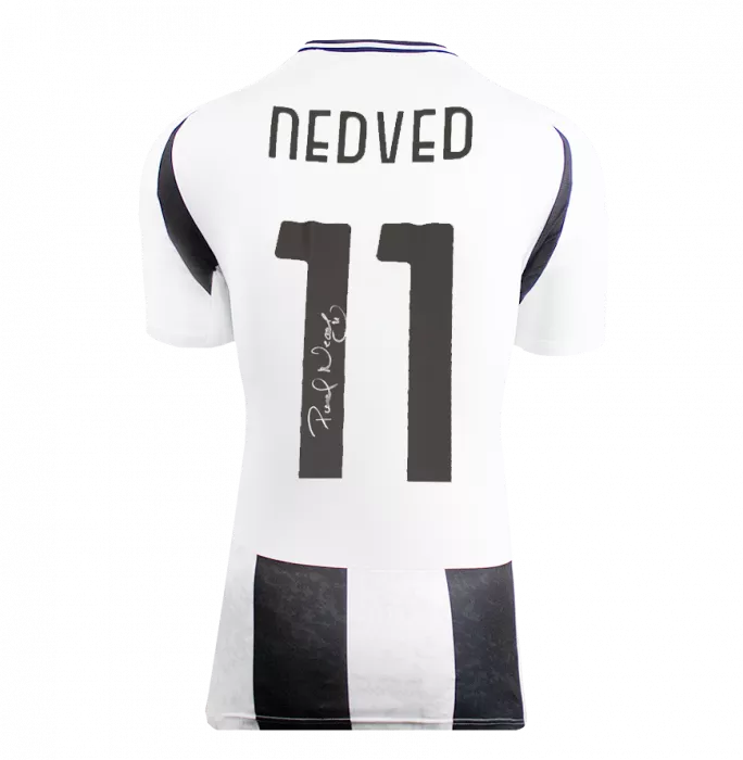 Pavel Nedved Back Signed Juventus 2024-25 Home Shirt With Fan Style Numbers In Deluxe Packaging