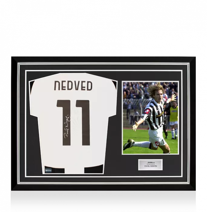 Pavel Nedved Back Signed Juventus 2024-25 Home Shirt with Fan Style Numbers In Hero Frame: Option 1