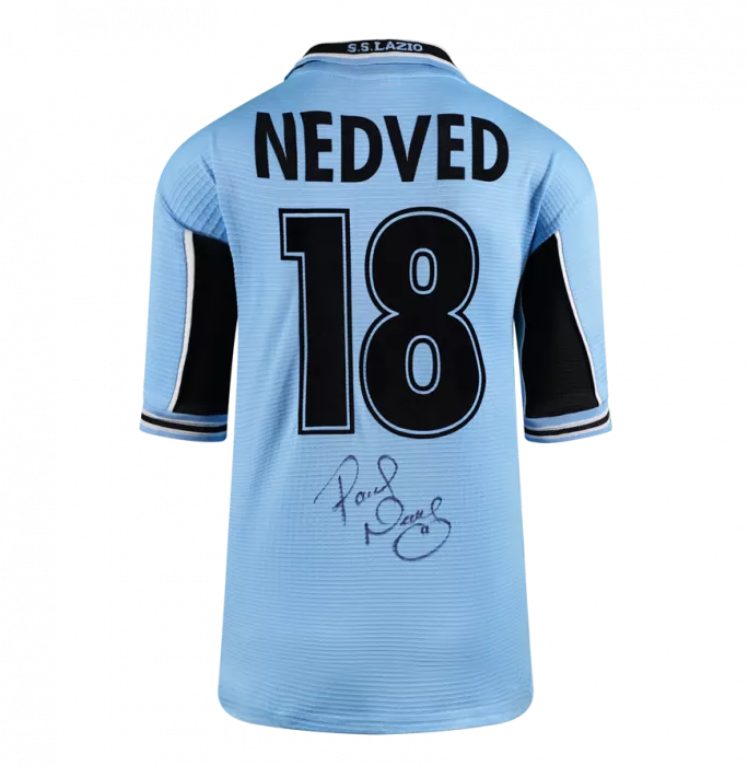 Pavel Nedved Back Signed SS Lazio 1998-00 Home Shirt In Hero Frame: Option 1