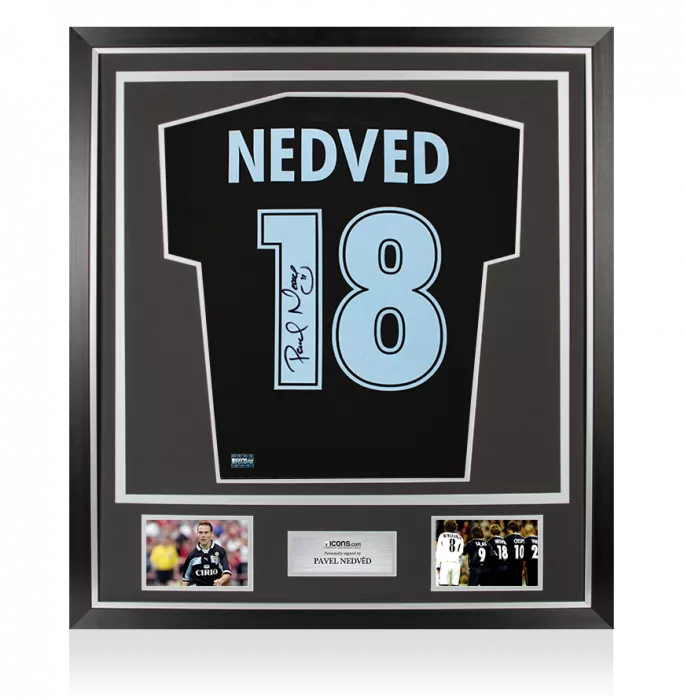 Pavel Nedved Back Signed SS Lazio 1998-99 Away Shirt In Classic Frame