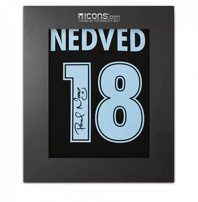 Pavel Nedved Back Signed SS Lazio 1998-99 Away Shirt In Deluxe Packaging