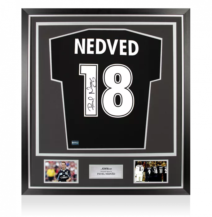 Pavel Nedved Back Signed SS Lazio 1998-99 Away Shirt In Classic Frame