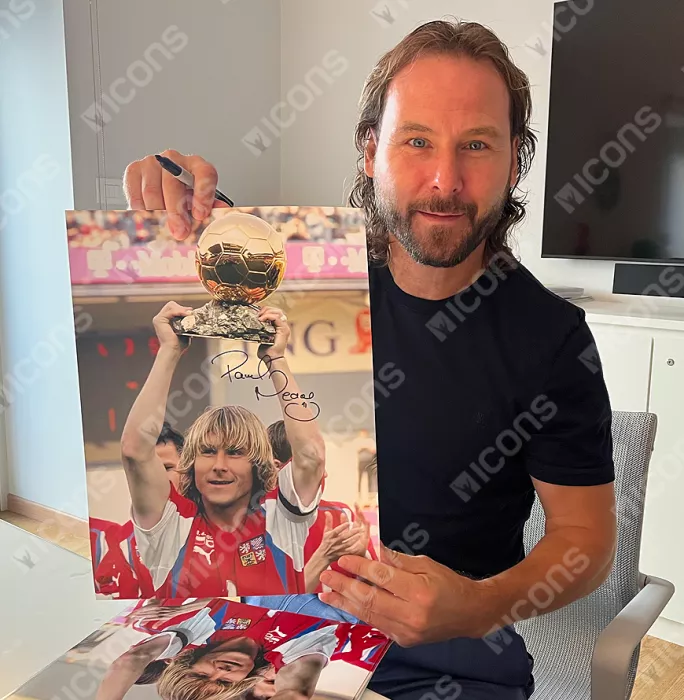 Pavel Nedved Czech Republic & Lothar Matthaus Internazionale Signed Photos In Dual Photo Frame