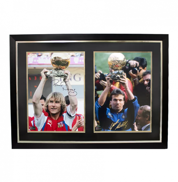 Pavel Nedved Czech Republic & Lothar Matthaus Internazionale Signed Photos In Dual Photo Frame