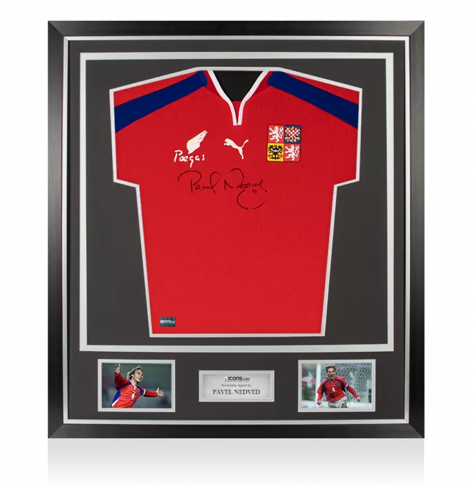 Pavel Nedved Front Signed Czech Republic 2000-02 Home Shirt In Classic Frame