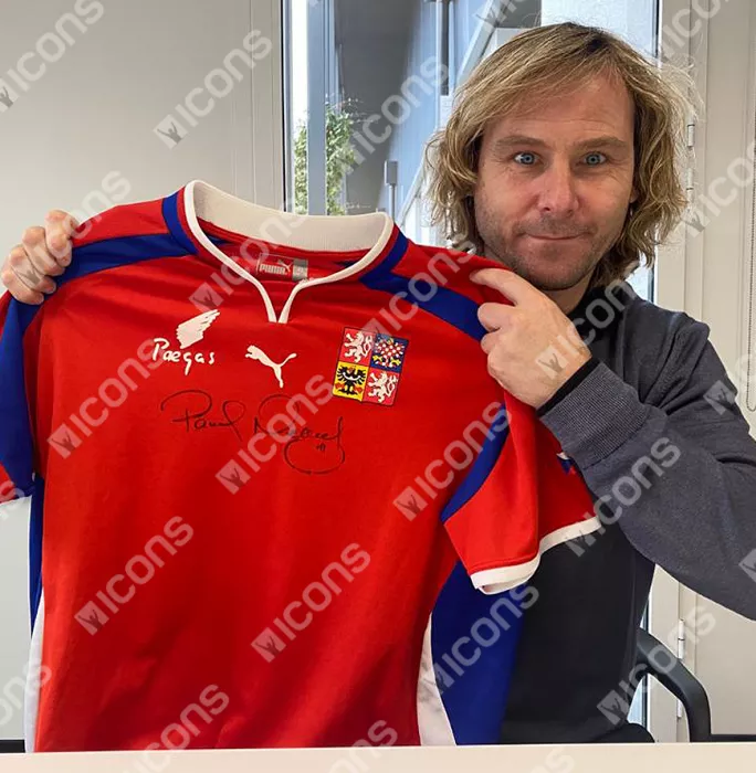 Pavel Nedved Front Signed Czech Republic 2000-02 Home Shirt In Hero Frame: Option 1