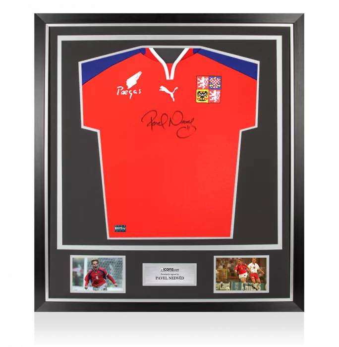 Pavel Nedved Front Signed Czech Republic 2000-02 Home Shirt In Classic Frame