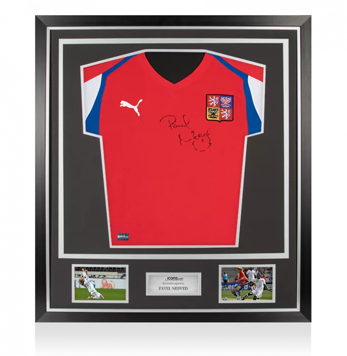 Pavel Nedved Front Signed Czech Republic 2004-05 Home Shirt In Classic Frame