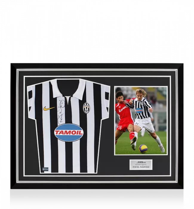 Pavel Nedved Front Signed Juventus 2006-07 Home Shirt In Hero Frame: Option 1