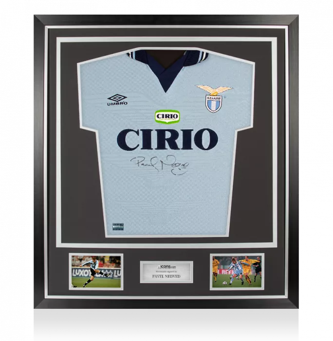 Pavel Nedved Front Signed Lazio 1996-97 Home Shirt In Classic Frame