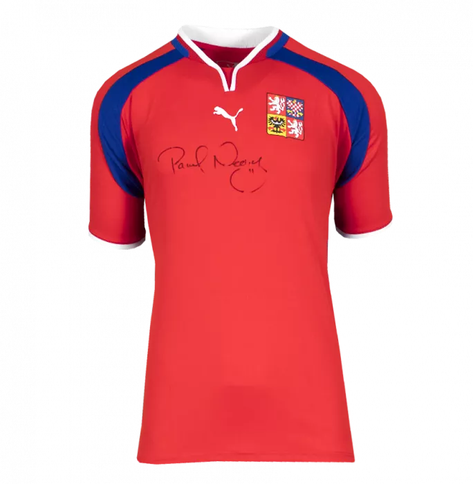 Pavel Nedved Front Signed Retro Czech Republic Home Shirt In Hero Frame: Option 1
