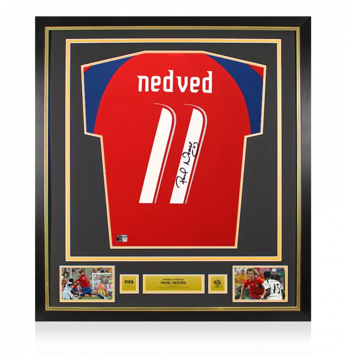 Pavel Nedved Official 2006 FIFA World Cup™ Back Signed and Framed Czech Republic 2006-08 Shirt
