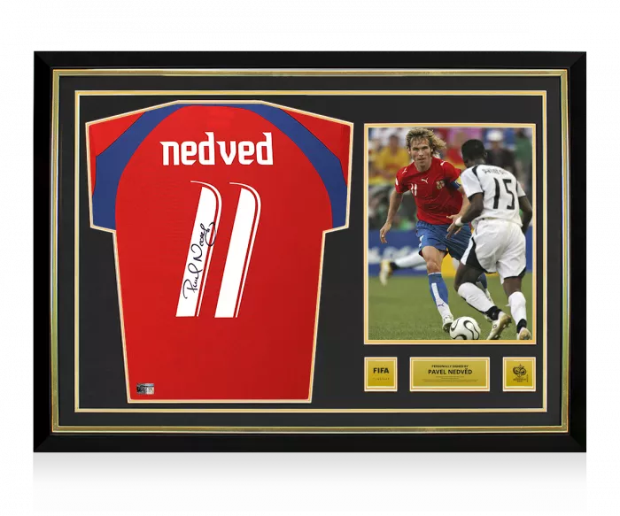 Pavel Nedved Official 2006 FIFA World Cup™ Back Signed and Hero Framed Czech Republic 2006-07 Home Shirt