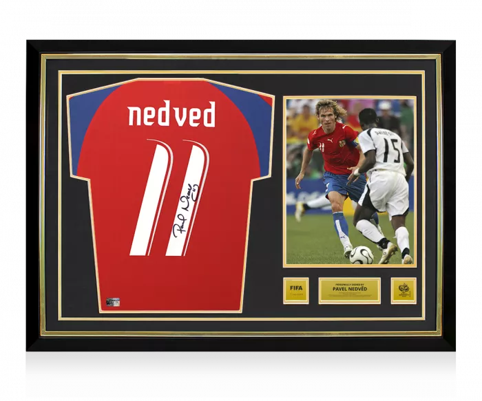 Pavel Nedved Official 2006 FIFA World Cup™ Back Signed and Hero Framed Czech Republic 2006-08 Shirt