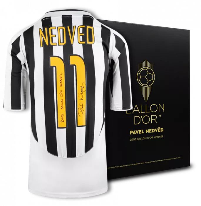 Pavel Nedved Official Ballon D'Or™ Back Signed And Inscribed Juventus 2003-04 Home Shirt: 2003 Winner's Pack