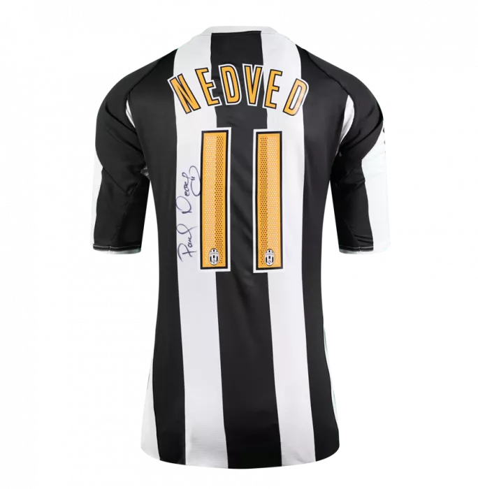 Pavel Nedved Official UEFA Champions League Back Signed And Hero Framed Juventus 2004-05 Home Shirt