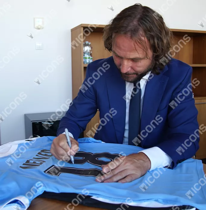 Pavel Nedved Official UEFA Champions League Back Signed And Framed SS Lazio 2025-26 Home Shirt With Fan Style Numbers