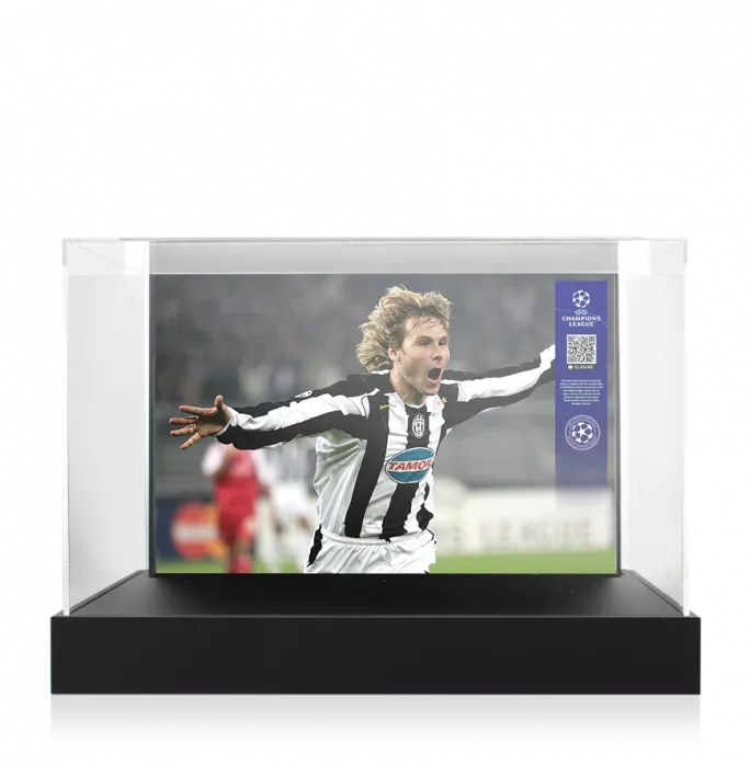 Pavel Nedved Official UEFA Champions League Signed Adidas Boot In Photo Acrylic Case: Option 1