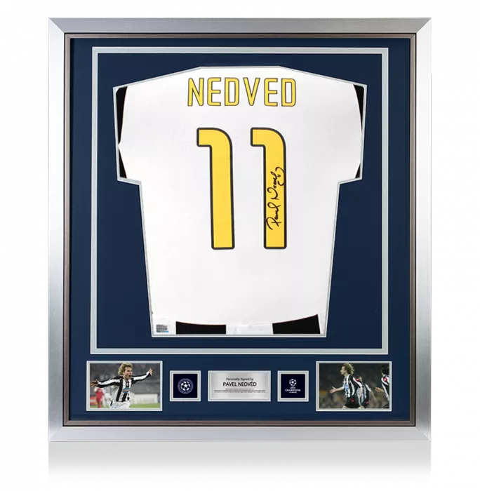 Pavel Nedved Official UEFA Champions League Signed and Framed Juventus 2024-25 Home Shirt with Fan Style Numbers