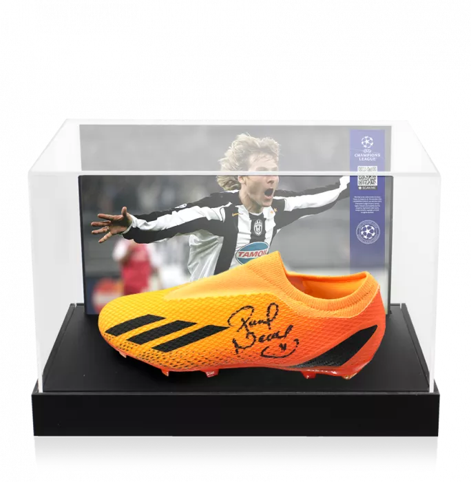 Pavel Nedved Official UEFA Champions League Signed Adidas Boot In Photo Acrylic Case: Option 1