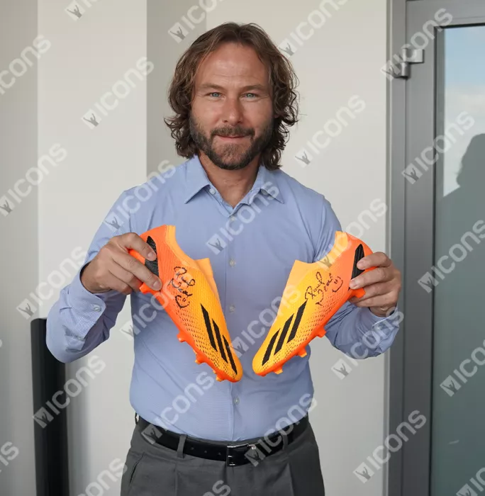 Pavel Nedved Signed Adidas Boot In Acrylic Case